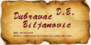 Dubravac Biljanović vizit kartica